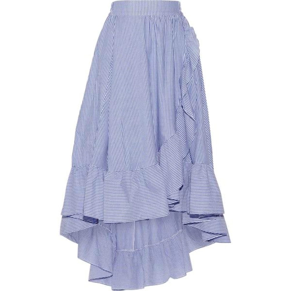 MAJE Stripe Print Poplin Ruffle Wrap-Effect Midi